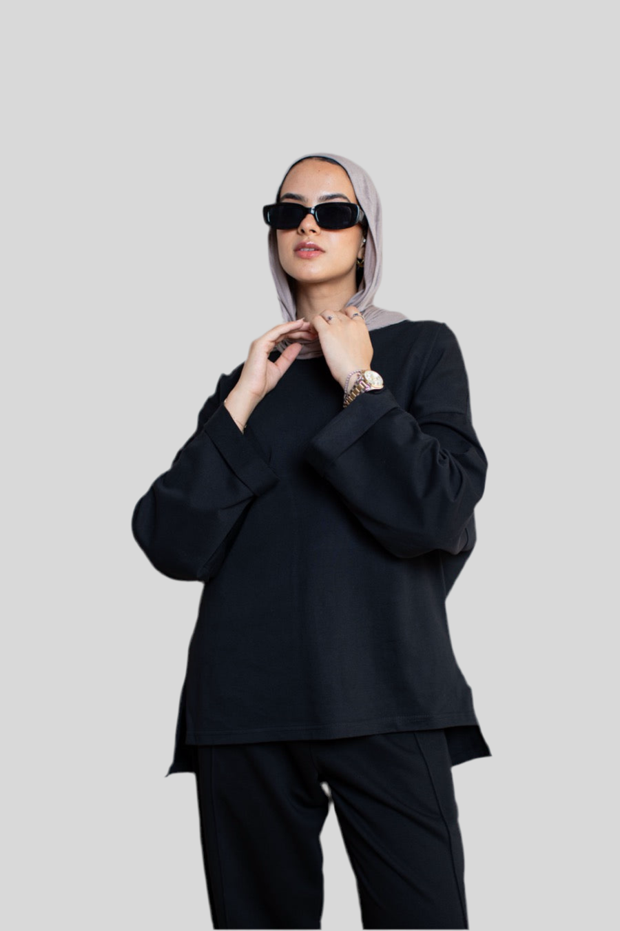 Black Long Sleeve Oversized Tee