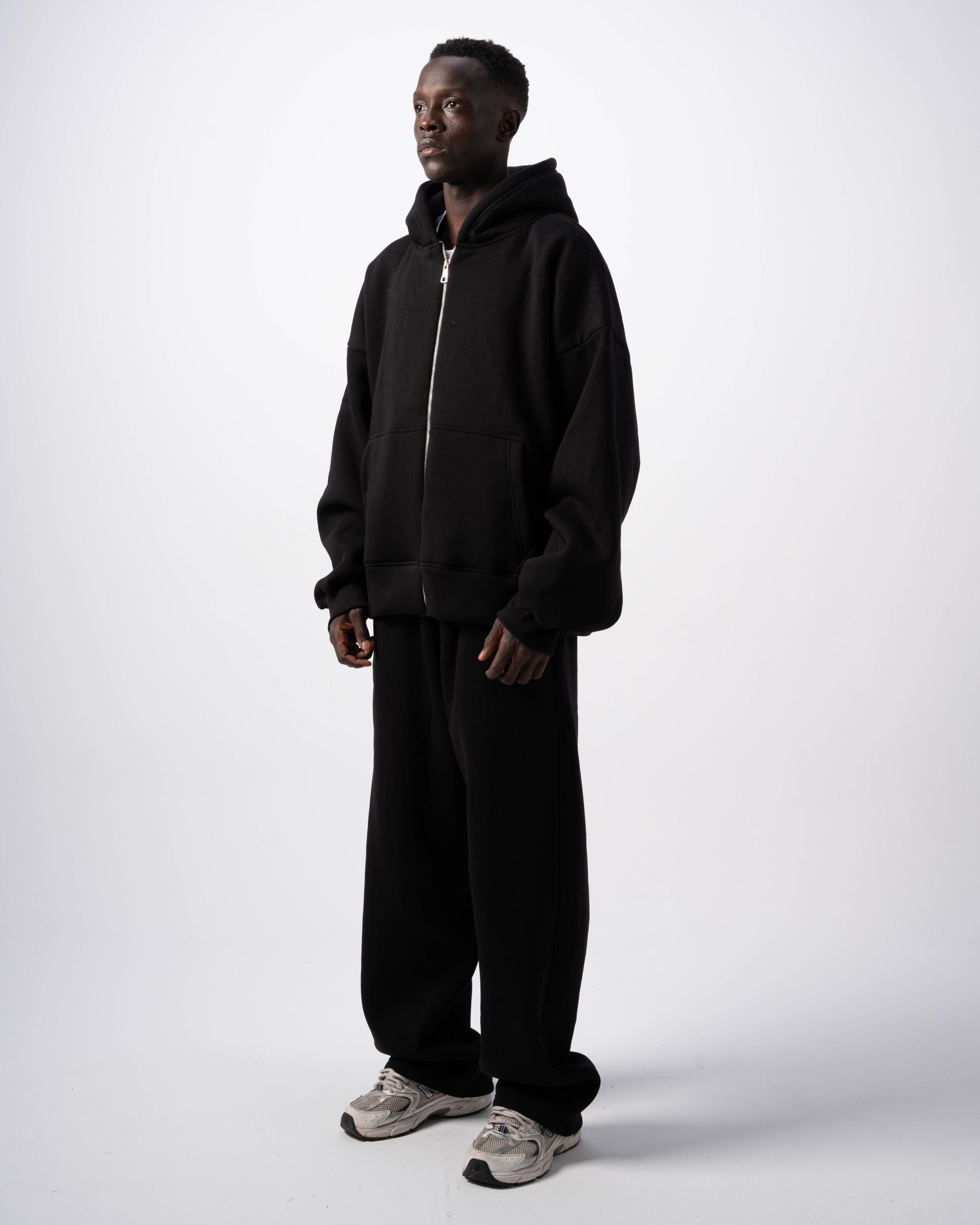 V1 Zip-Up Black Hoodie