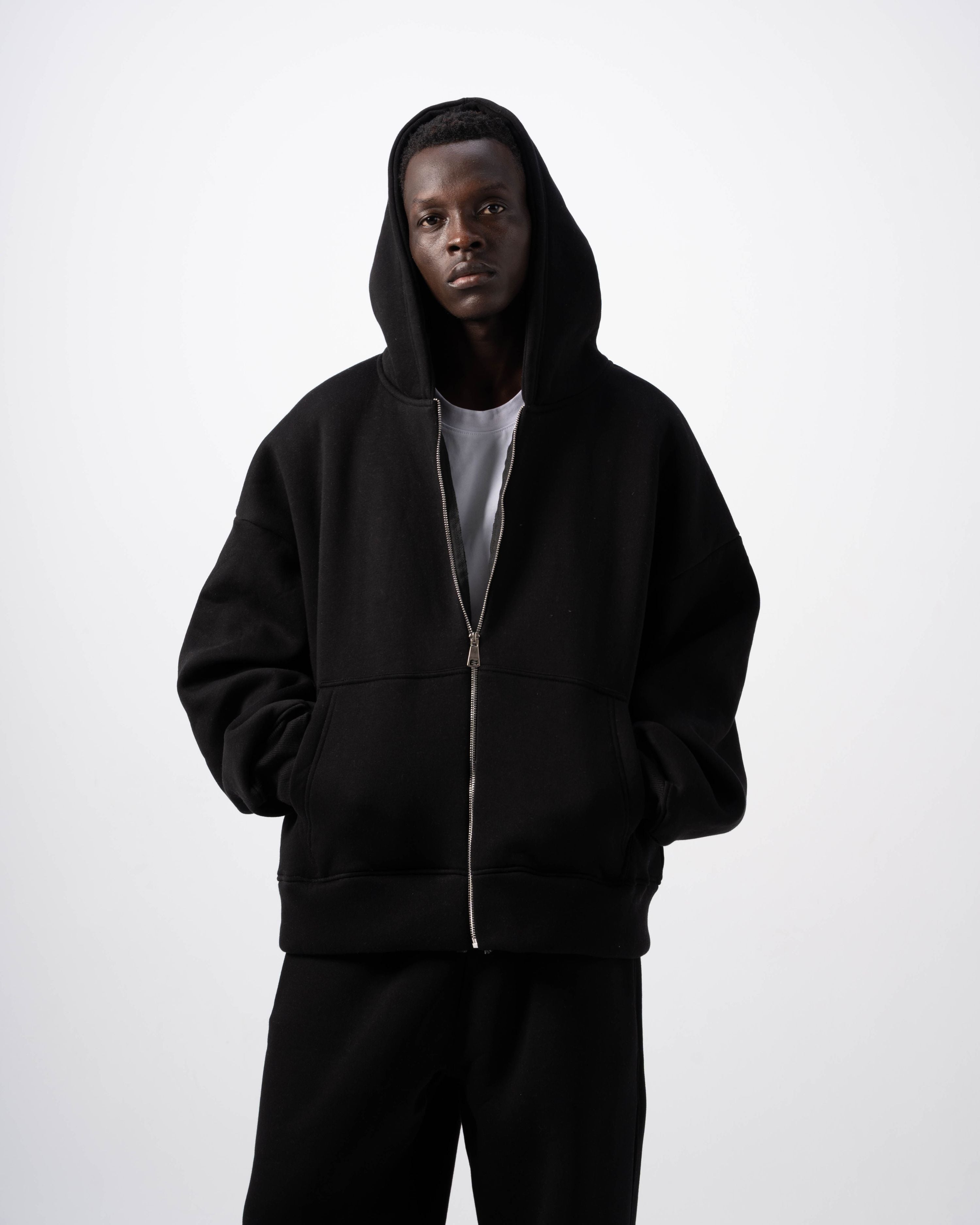 V1 Zip-Up Black Hoodie