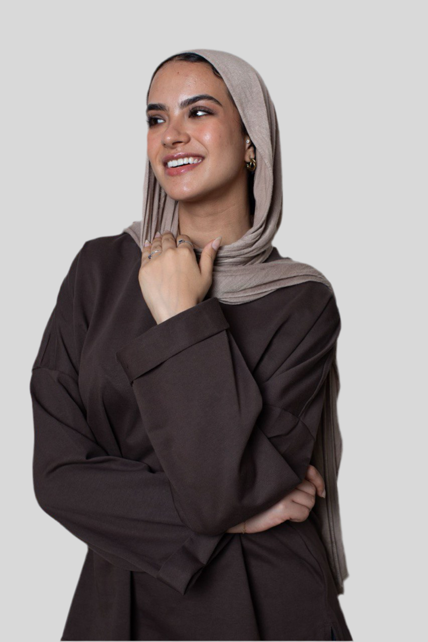 Brown Long Sleeve Oversized Tee