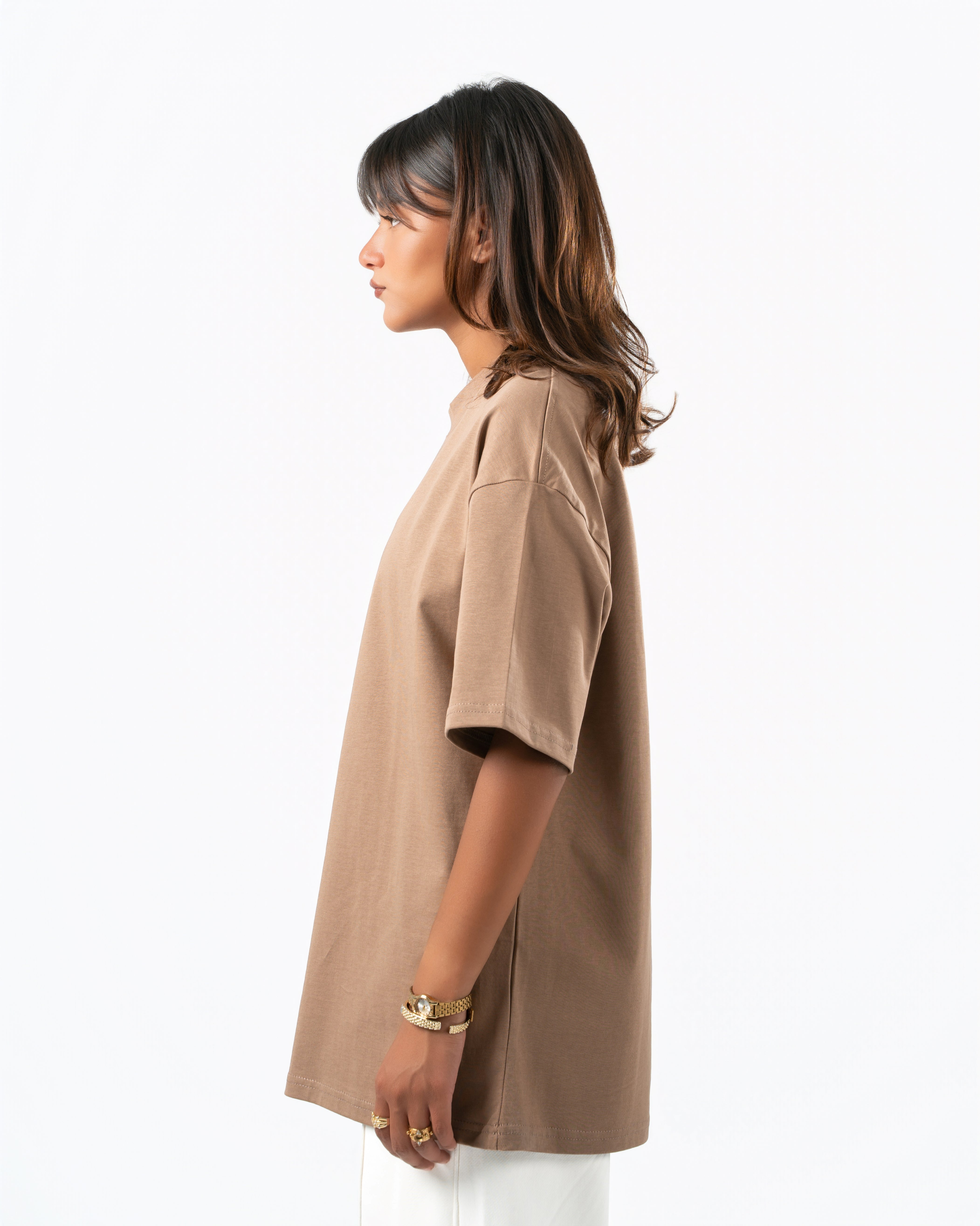 Heavyweight Basic Oversized Beige T-Shirt