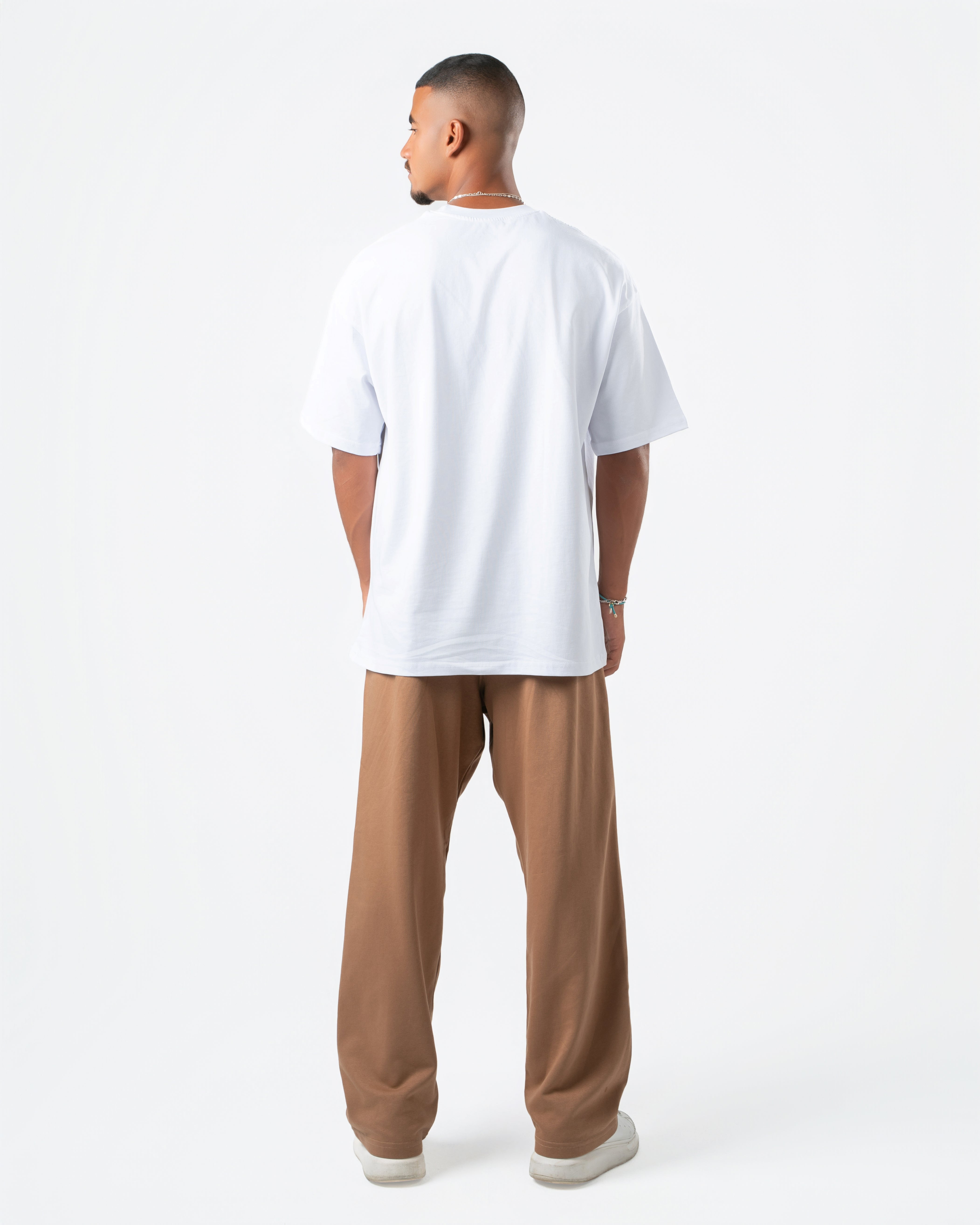 Beige Wide-Leg Sweatpants