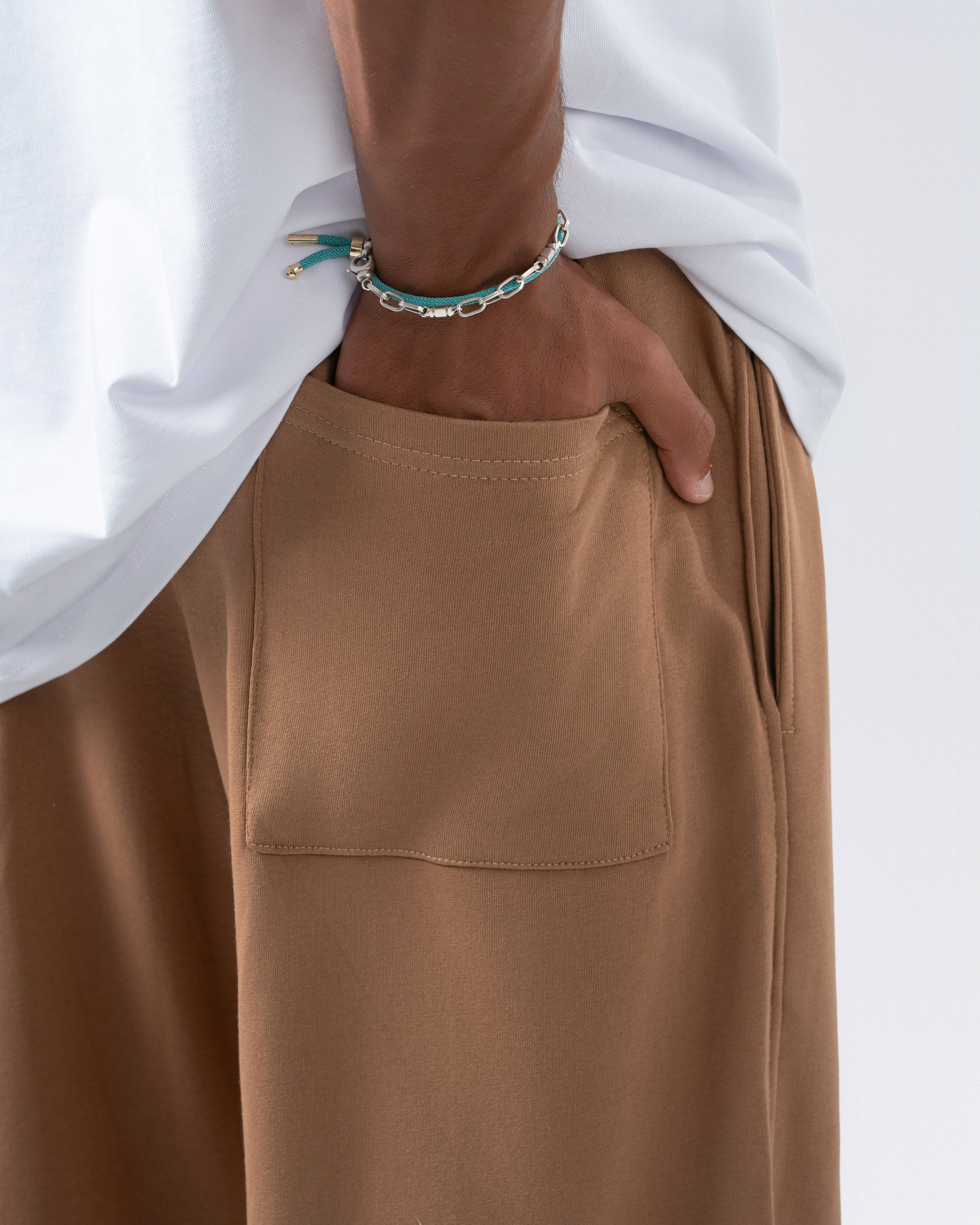 Beige Wide-Leg Sweatpants