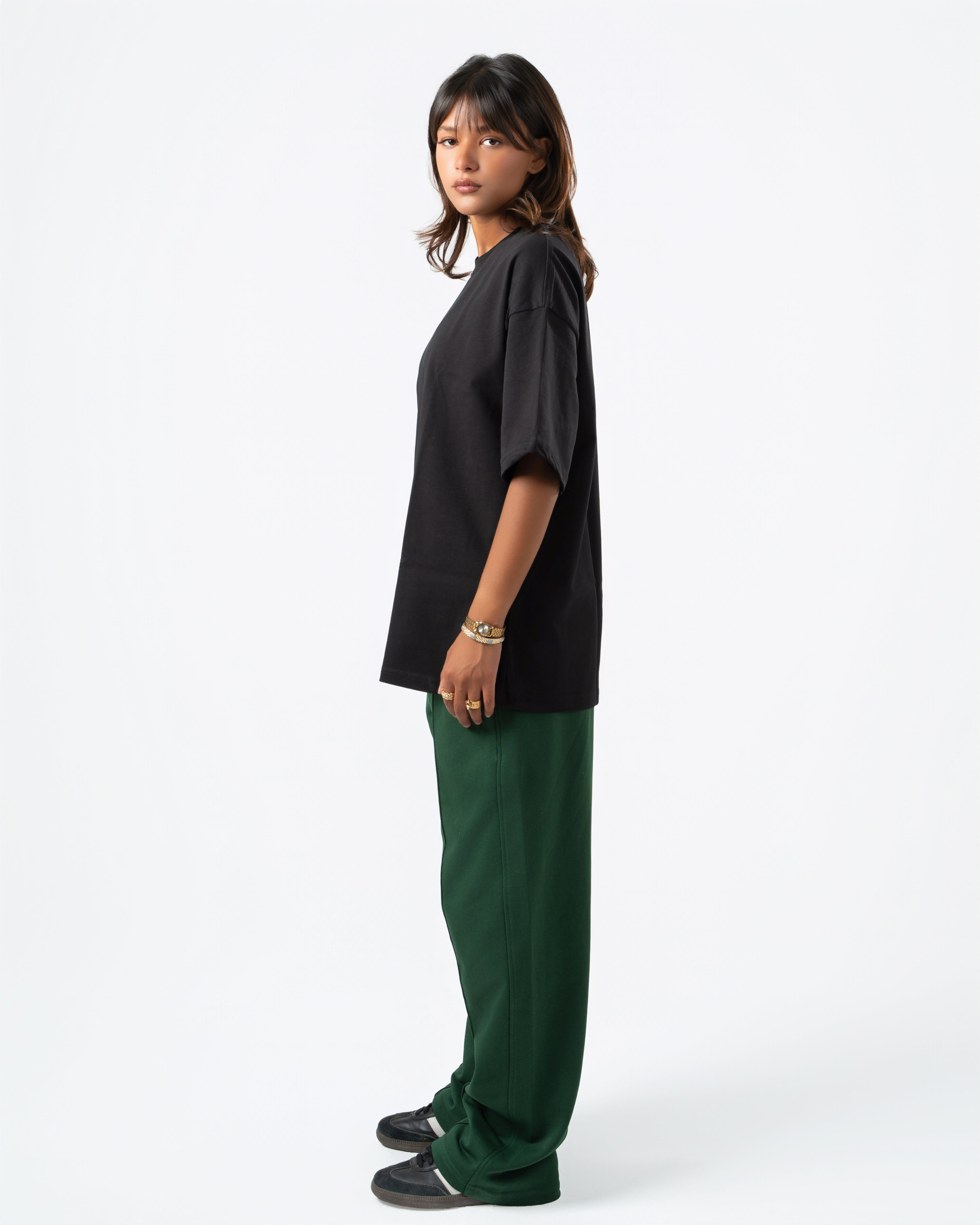 Royal Green Wide-Leg Sweatpants