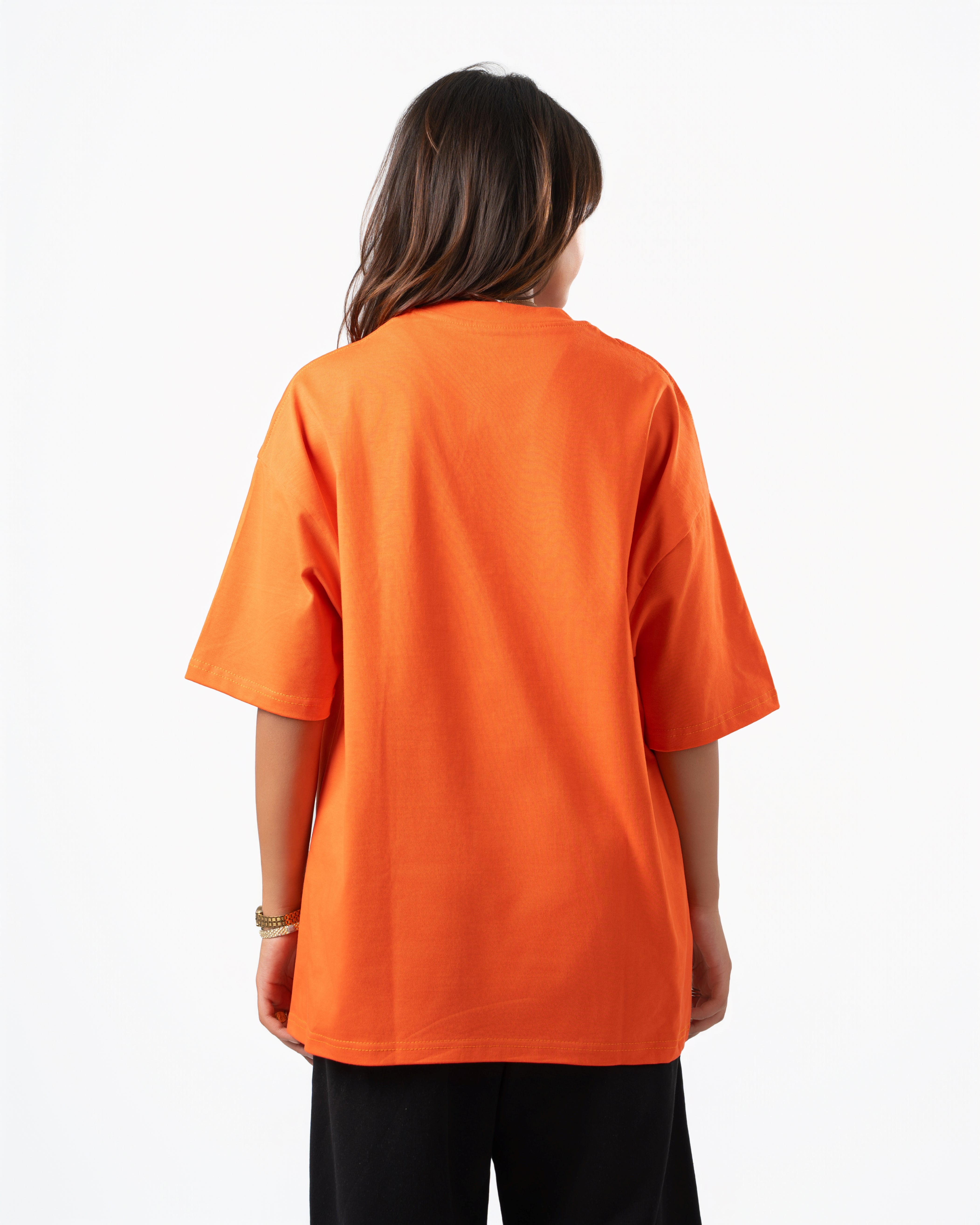 Heavyweight Basic Oversized Bright Orange T-Shirt