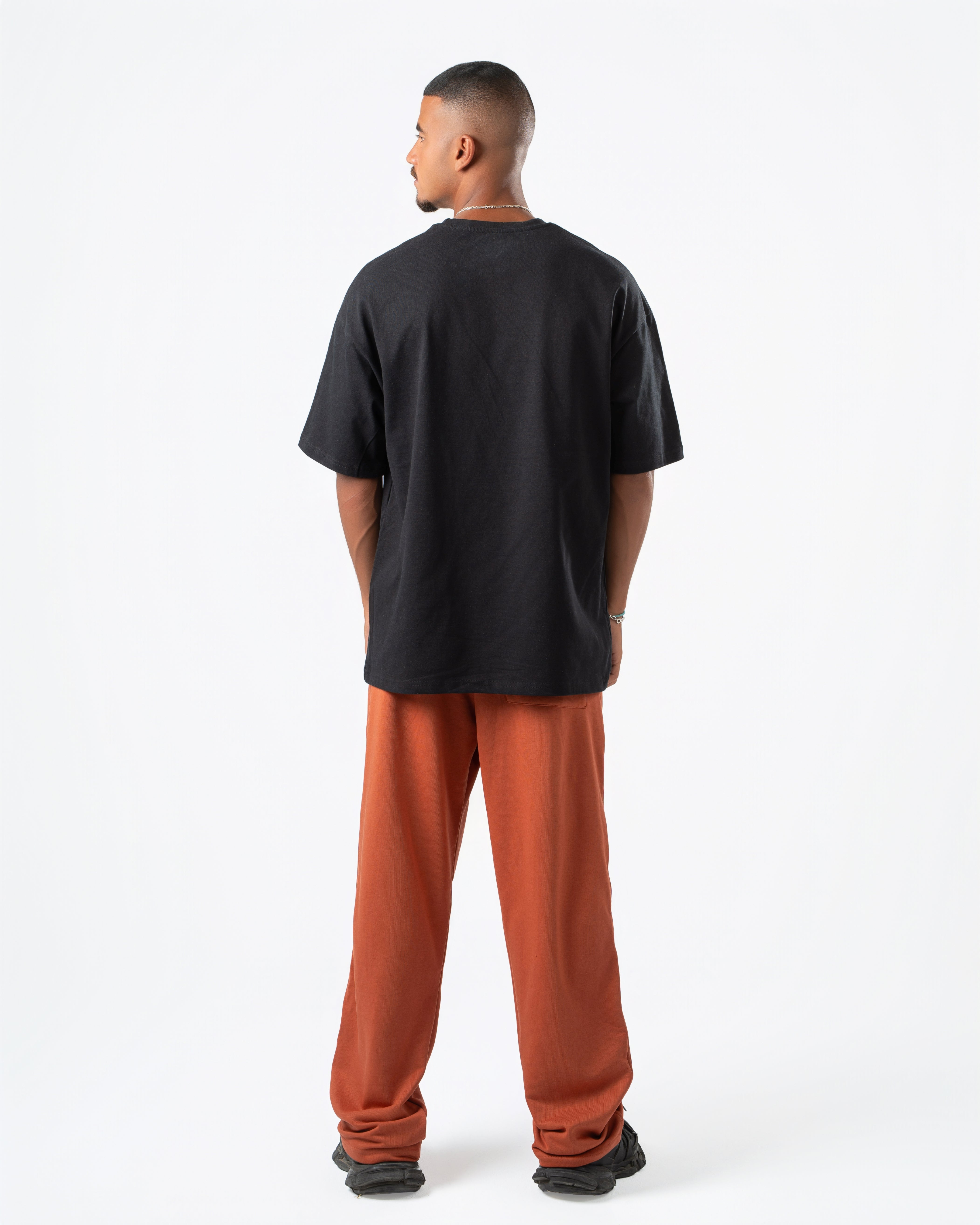 Burnt Orange Wide-Leg Sweatpants
