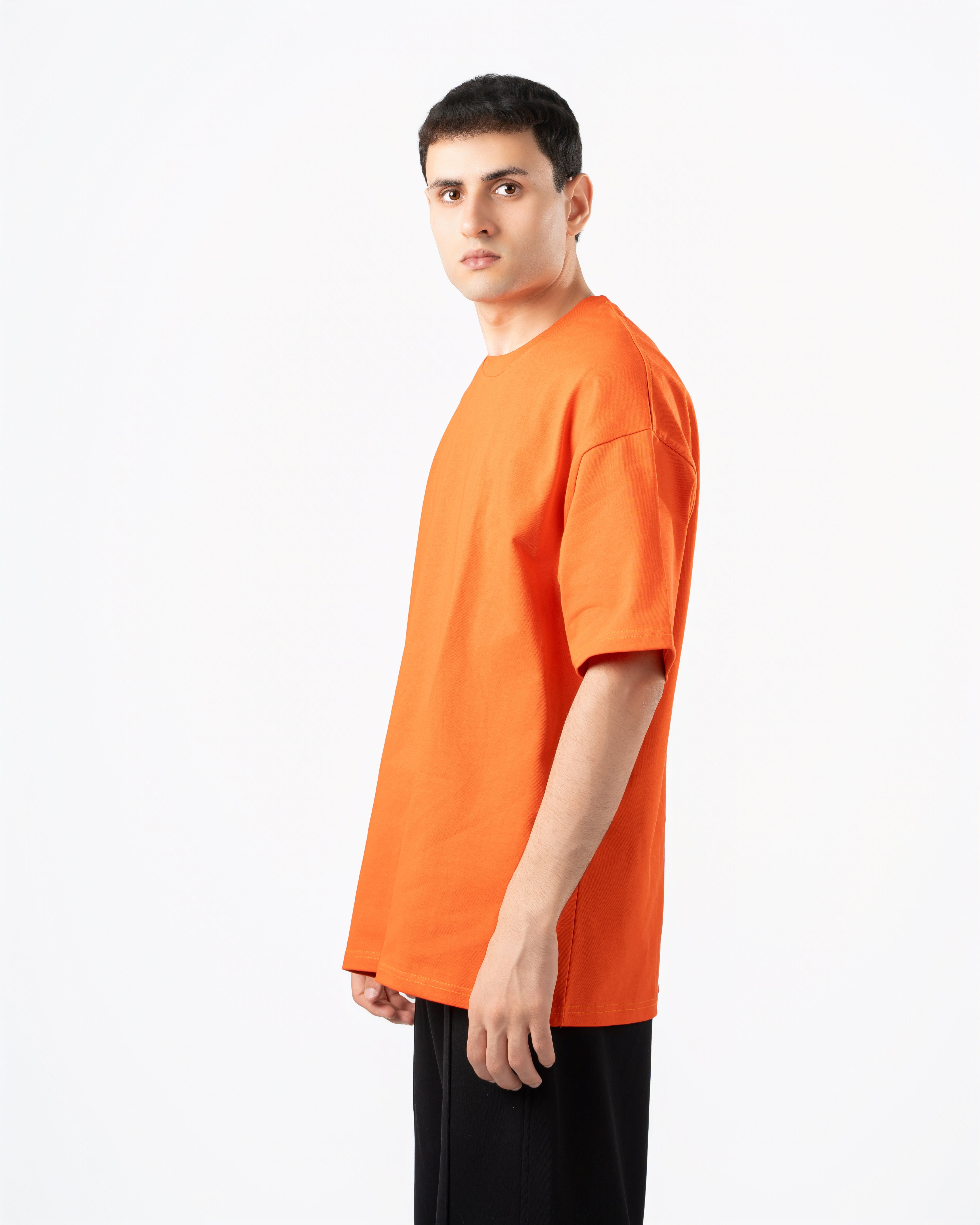 Heavyweight Basic Oversized Bright Orange T-Shirt