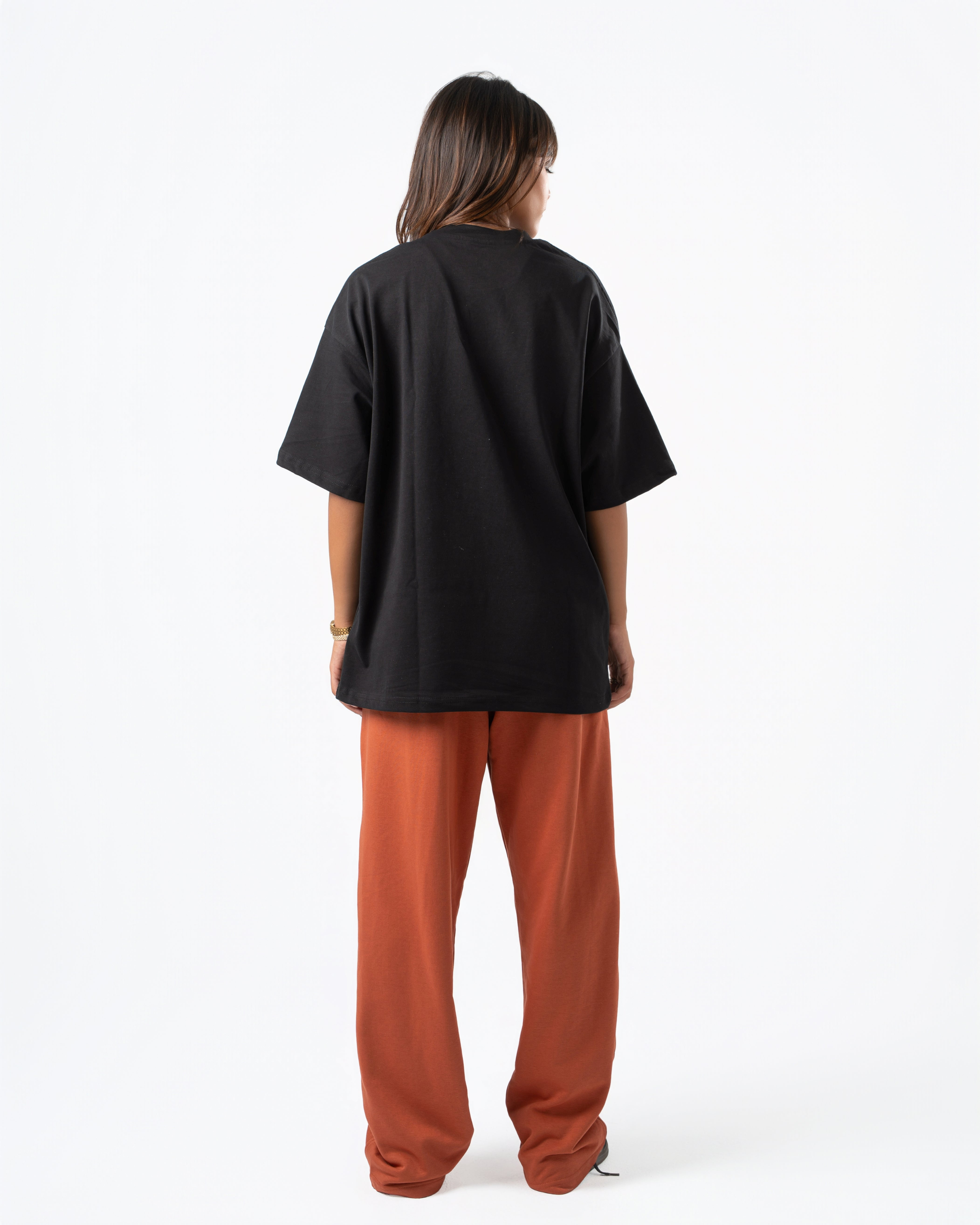 Burnt Orange Wide-Leg Sweatpants
