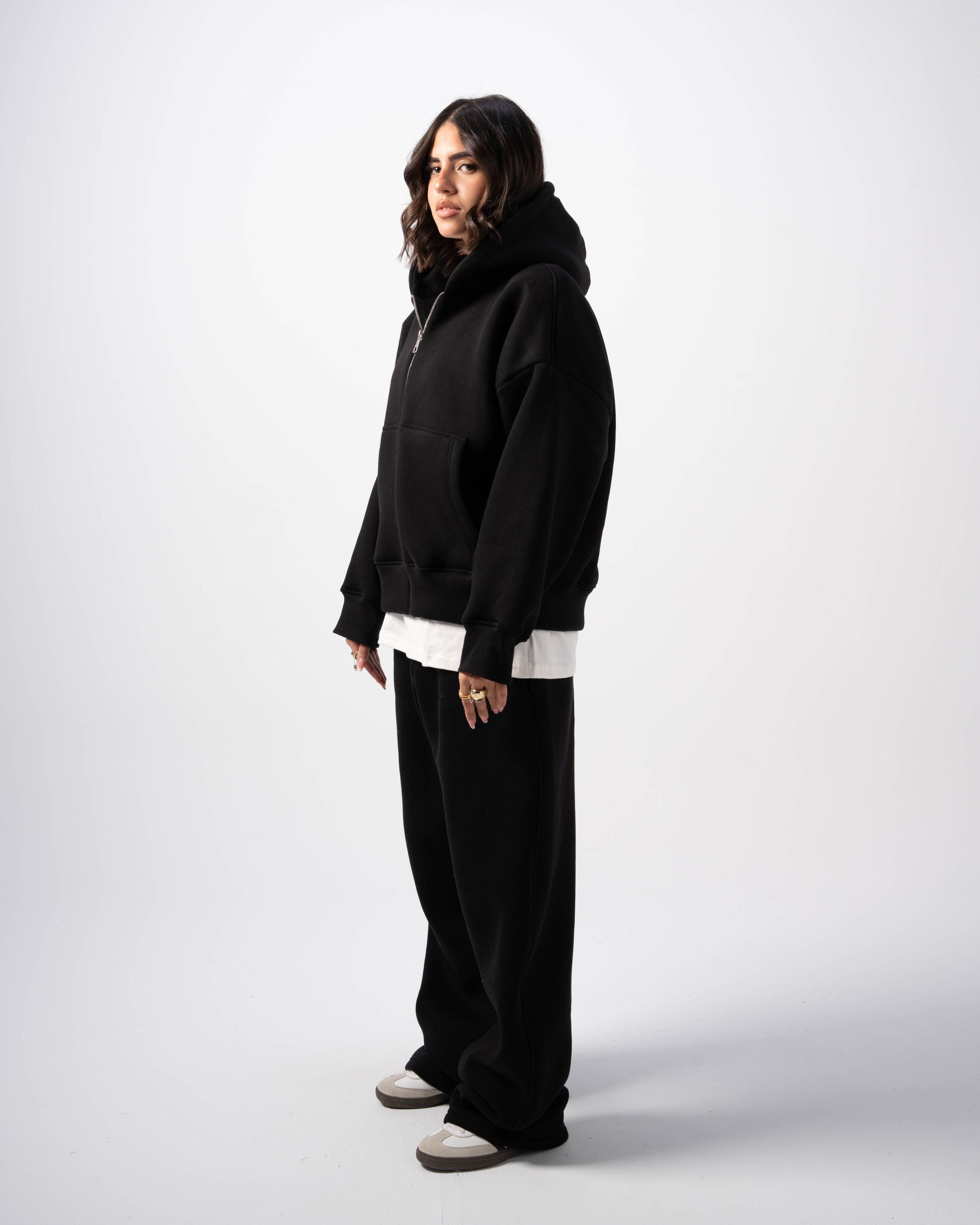 V1 Zip-Up Black Hoodie