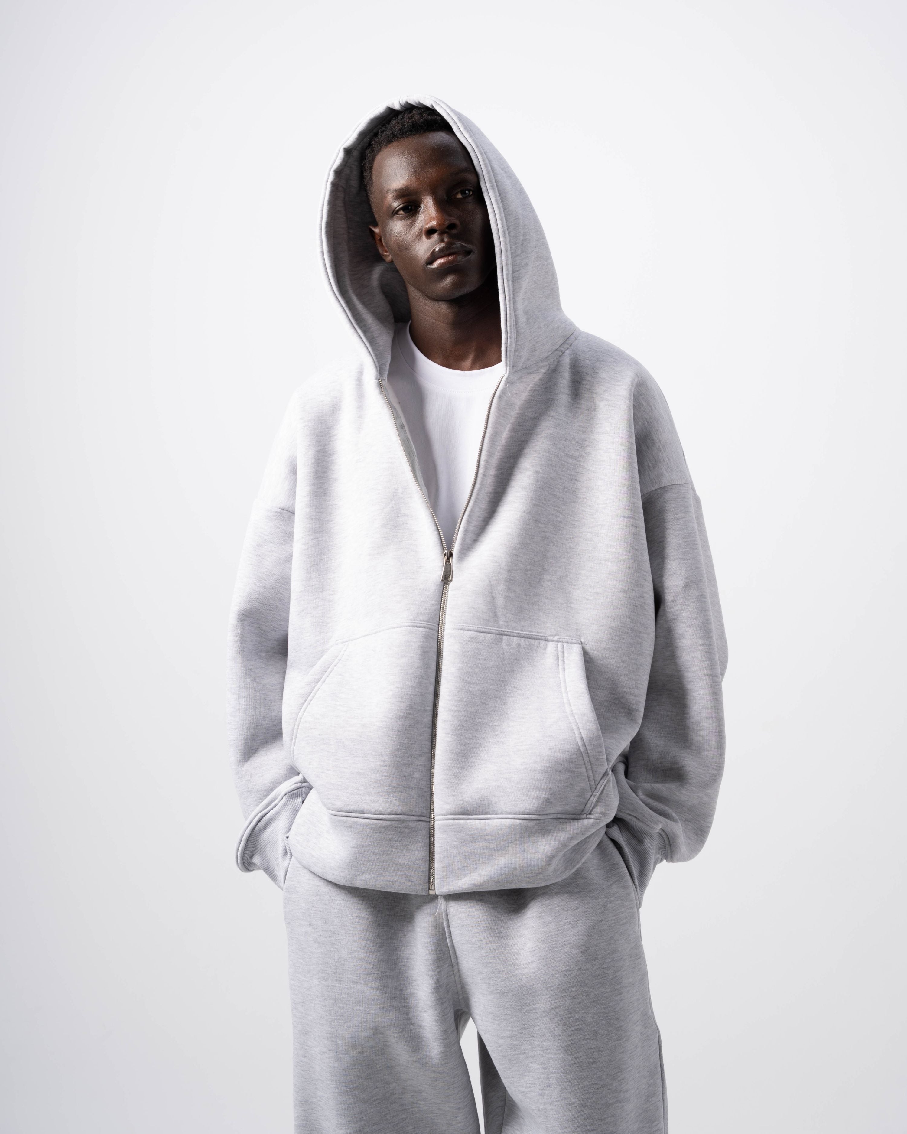 V1 Zip-Up Light Grey Hoodie
