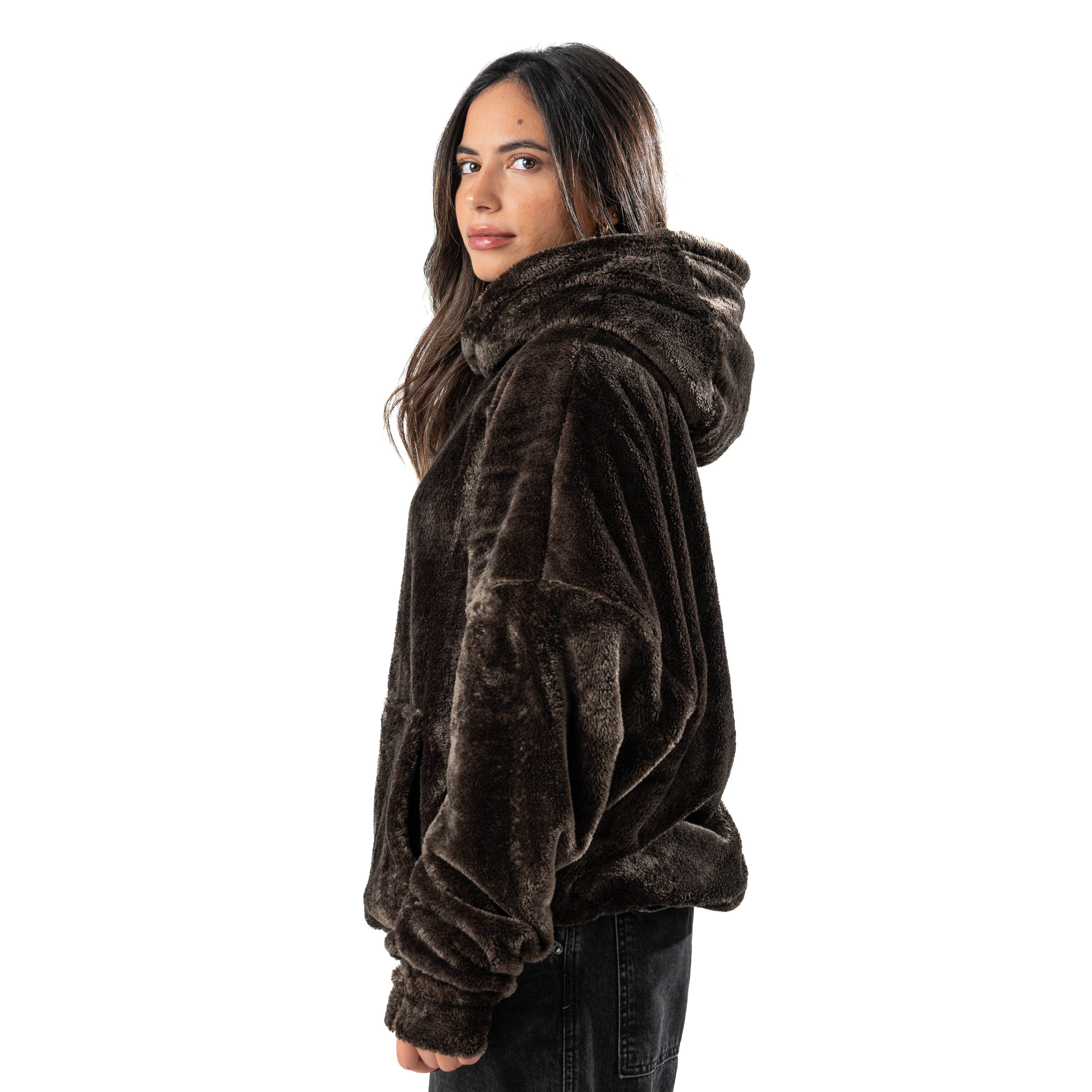 olive green fur hoodie