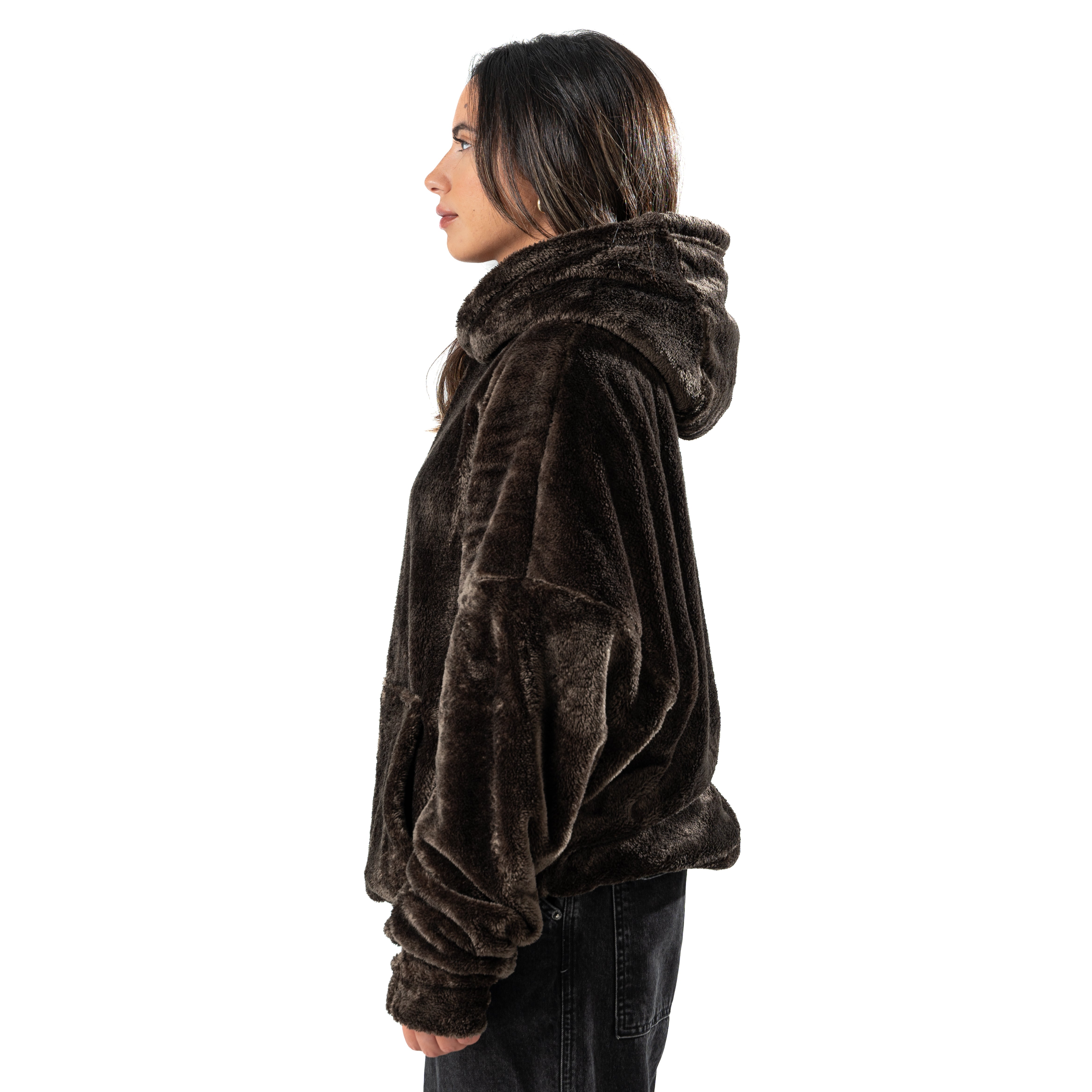 olive green fur hoodie