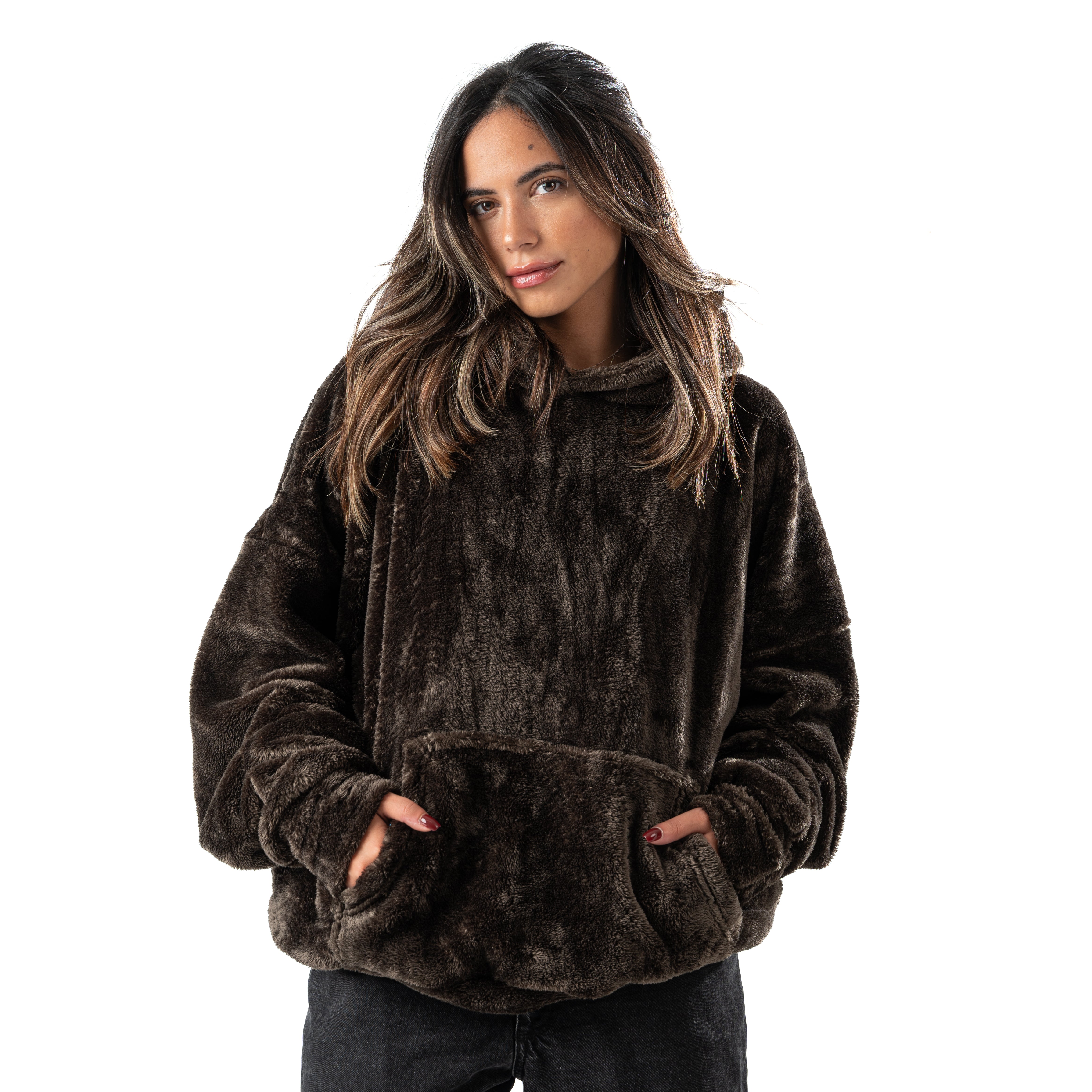 olive green fur hoodie