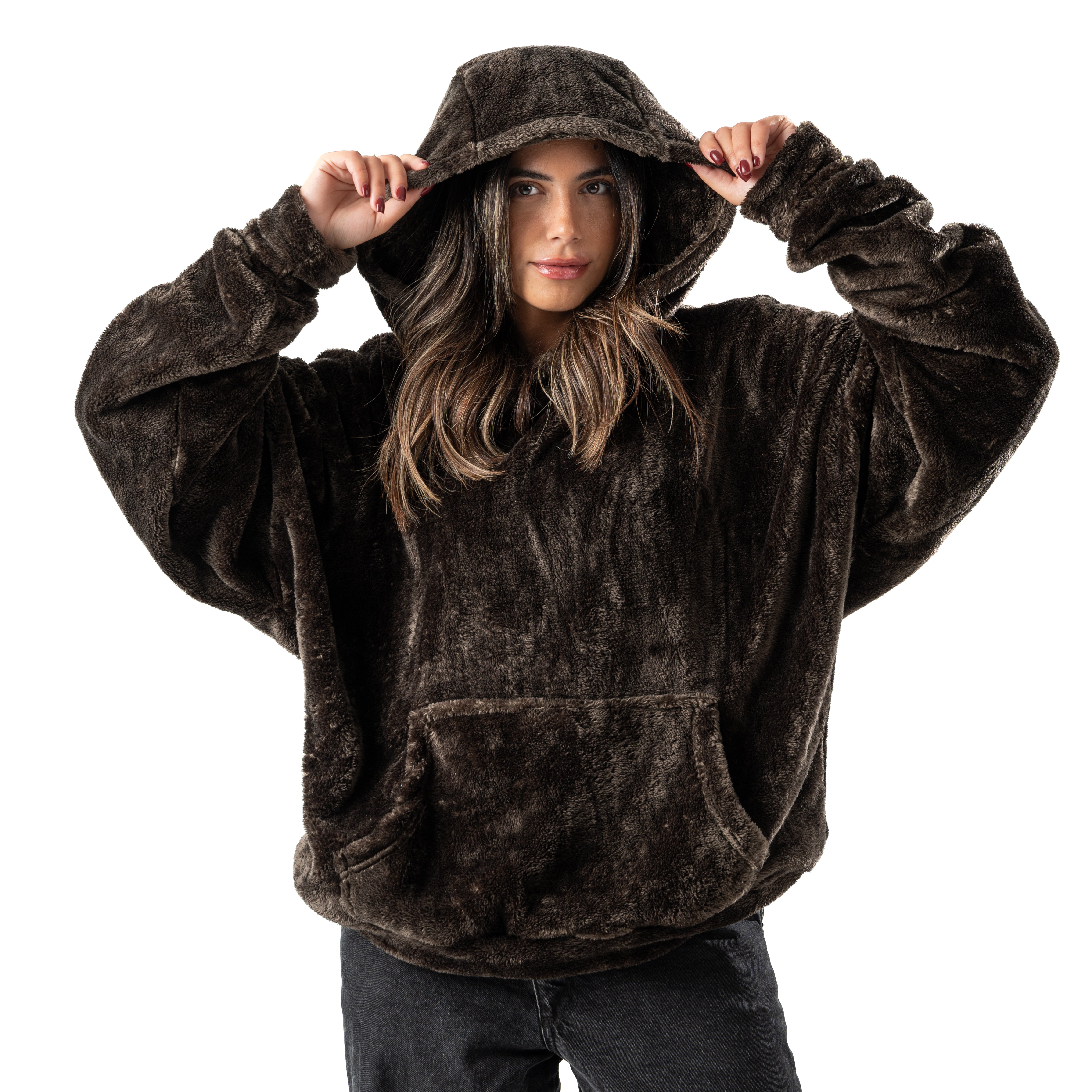 olive green fur hoodie