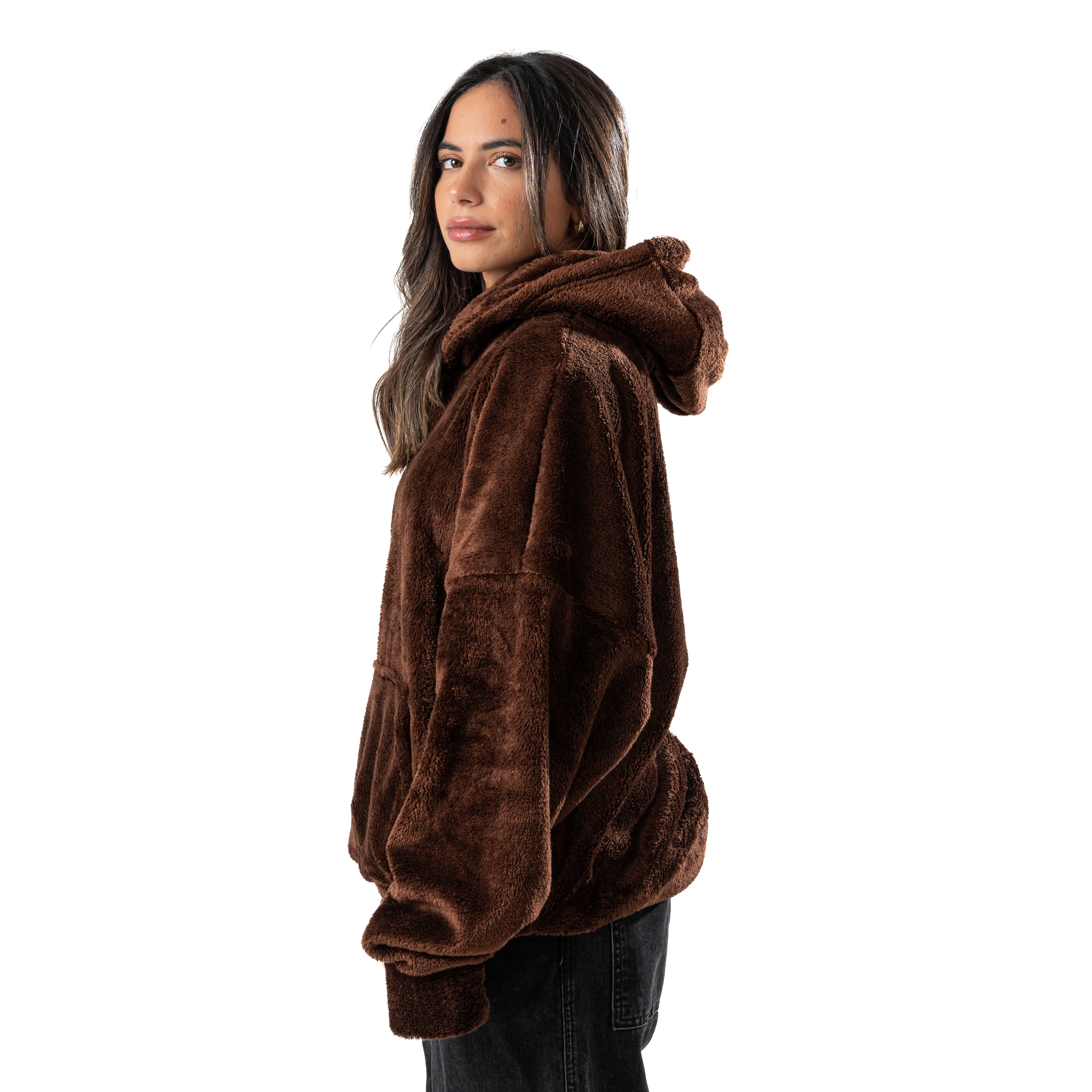 brown fur hoodie