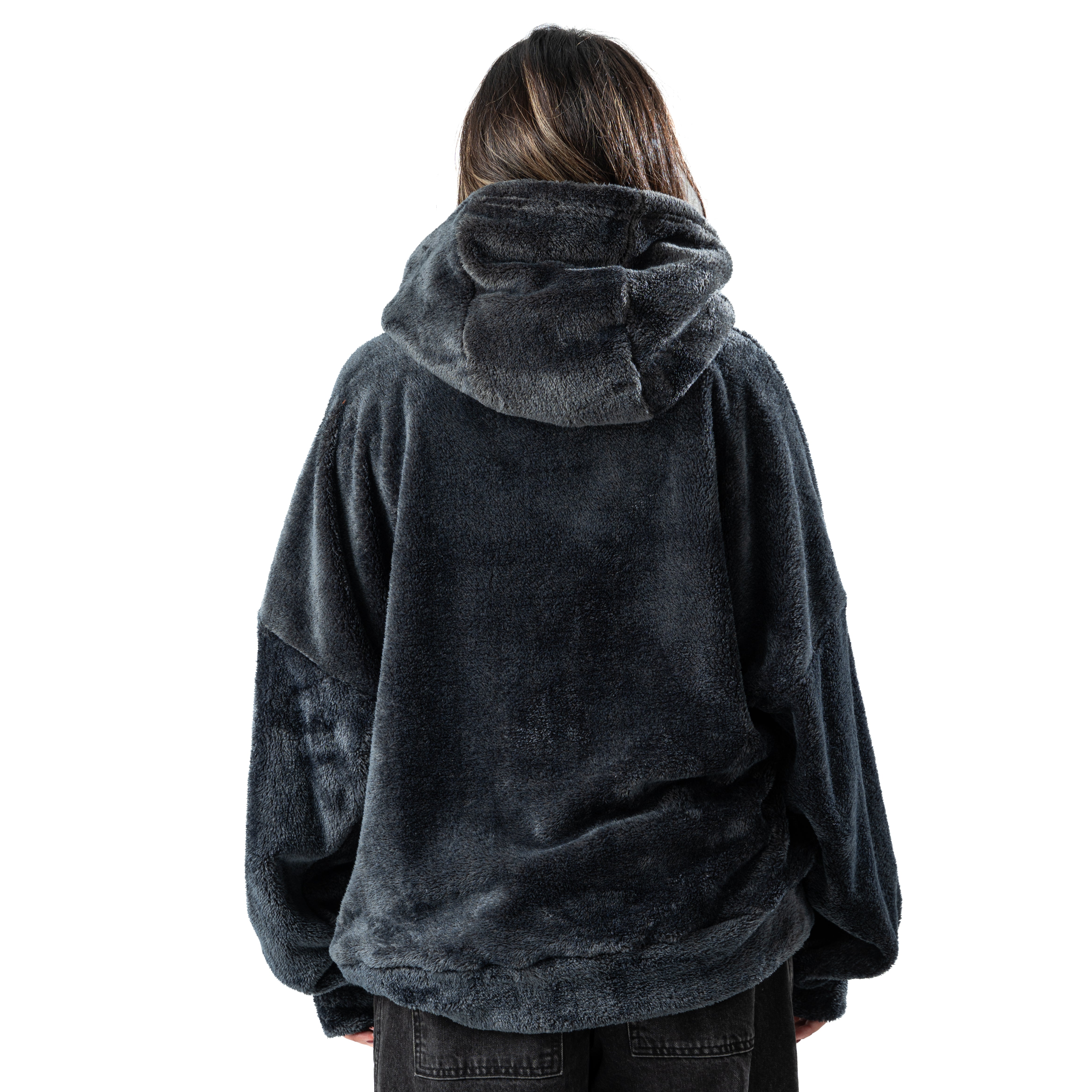 dark gray fur hoodie