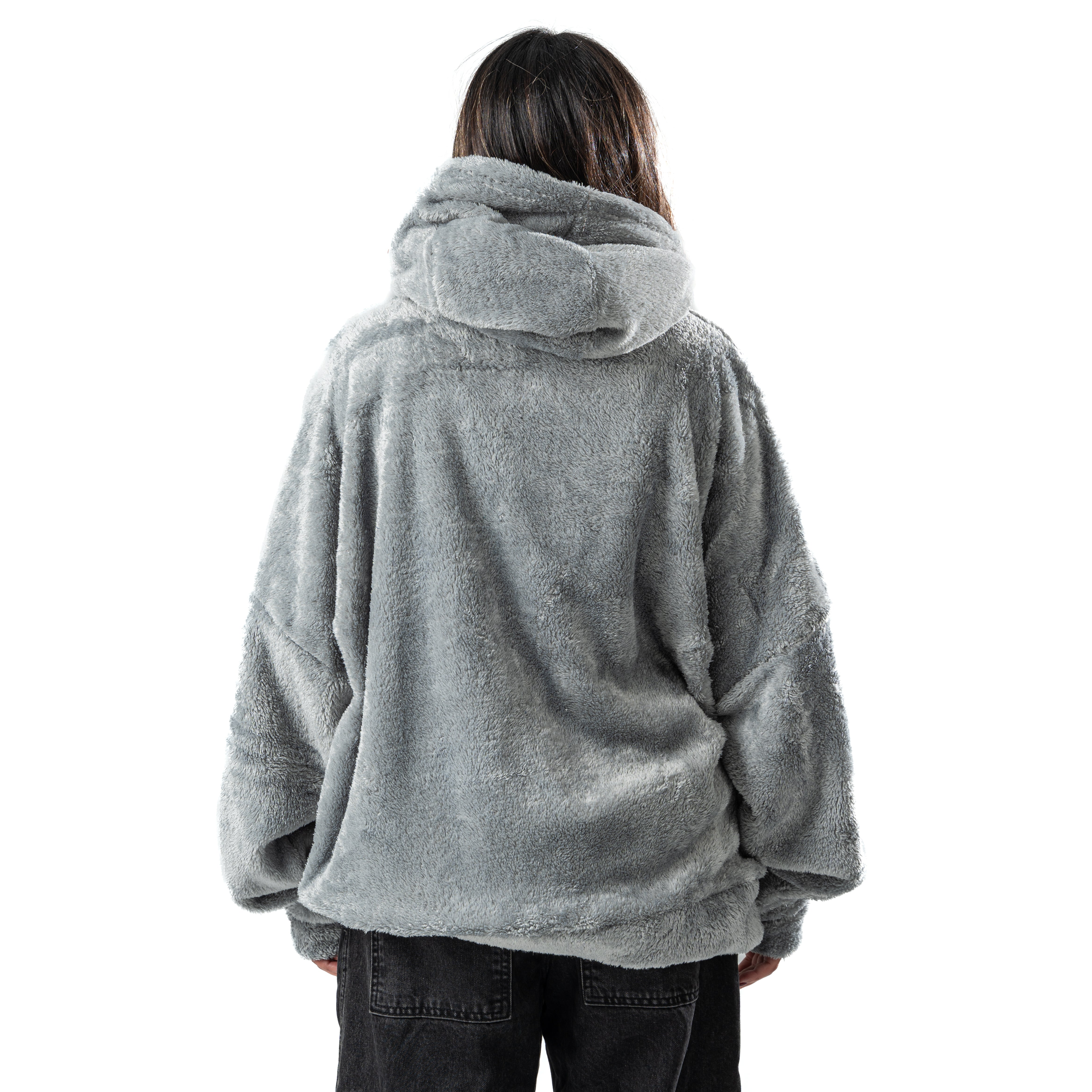 gray fur hoodie