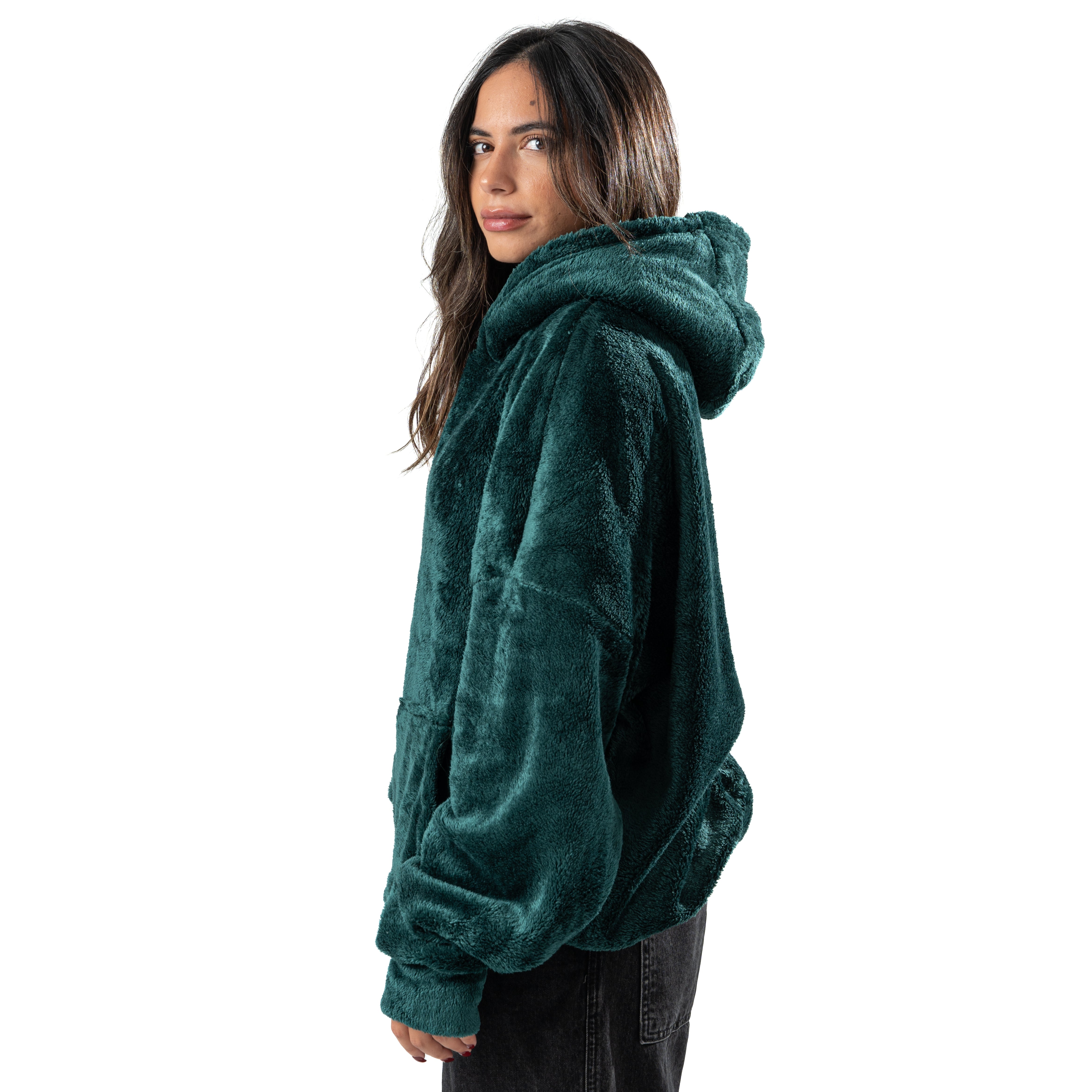 green fur hoodie