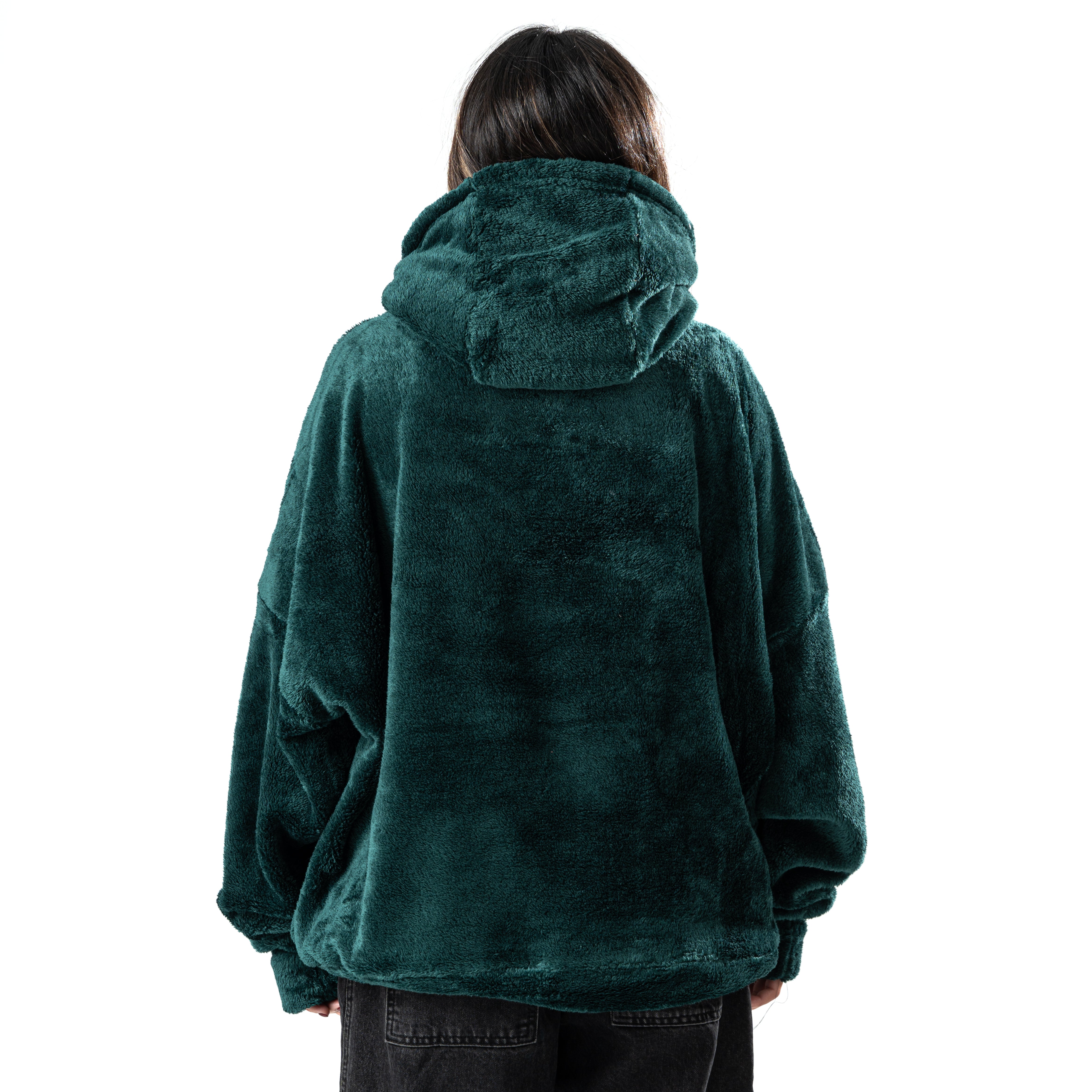 green fur hoodie