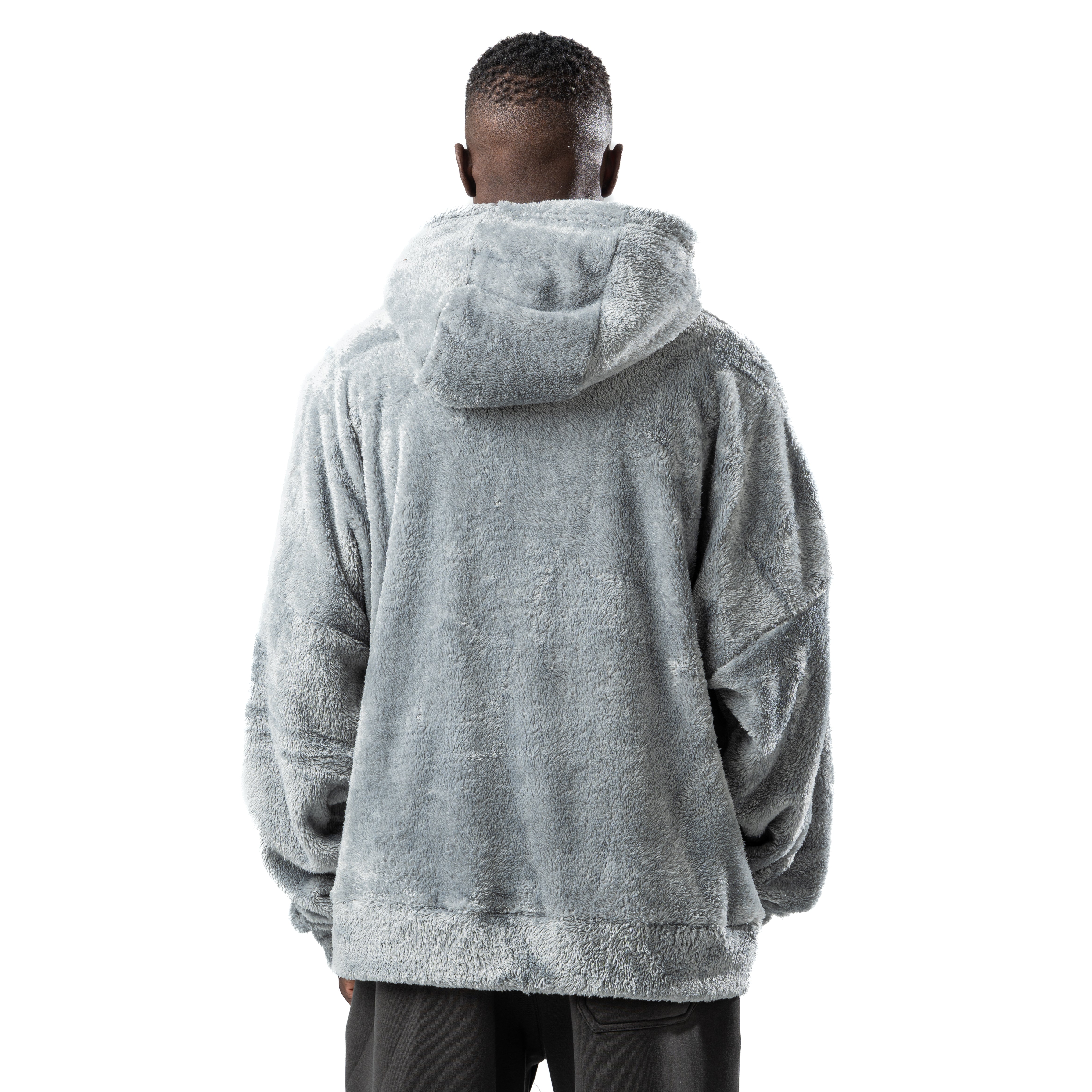 gray fur hoodie
