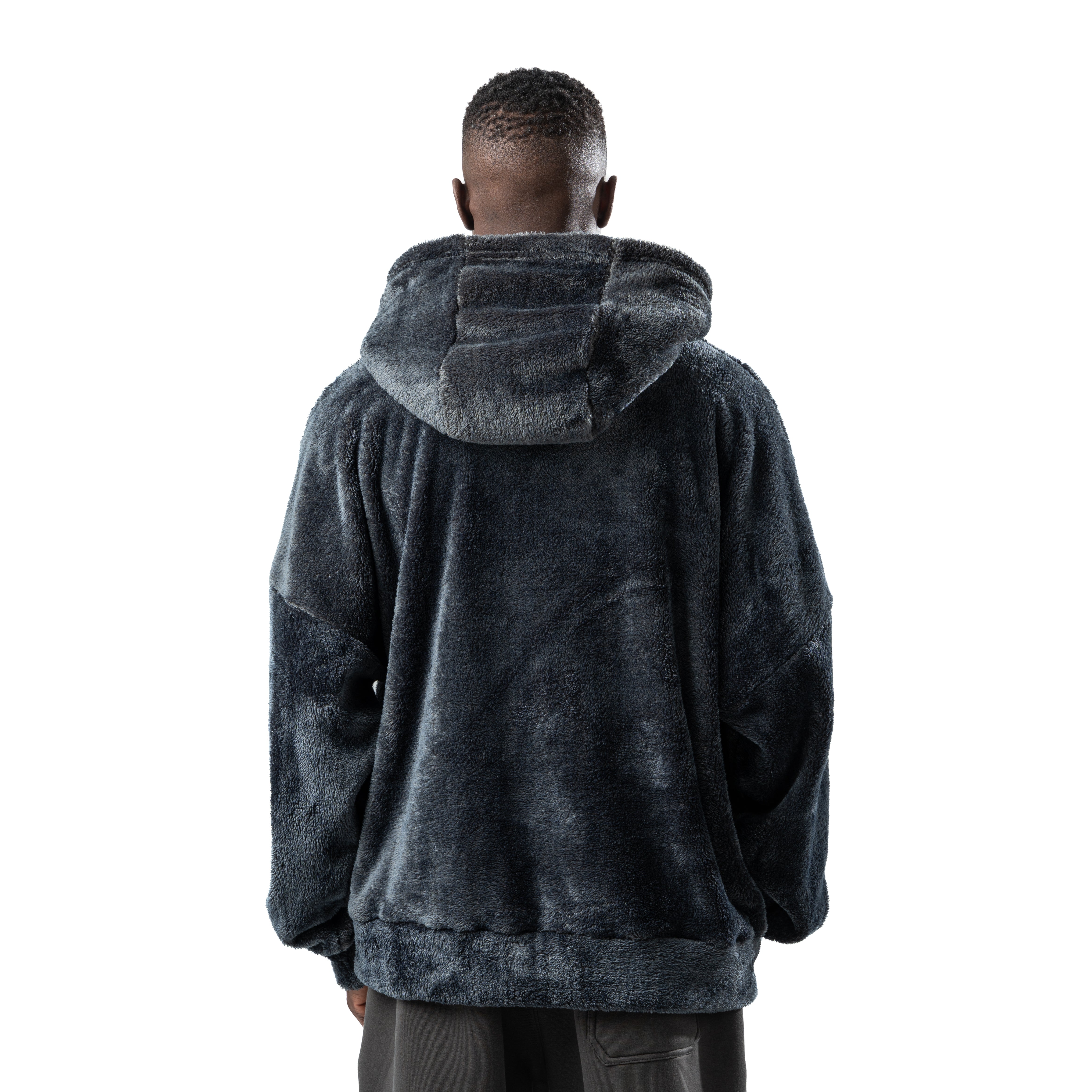 dark gray fur hoodie