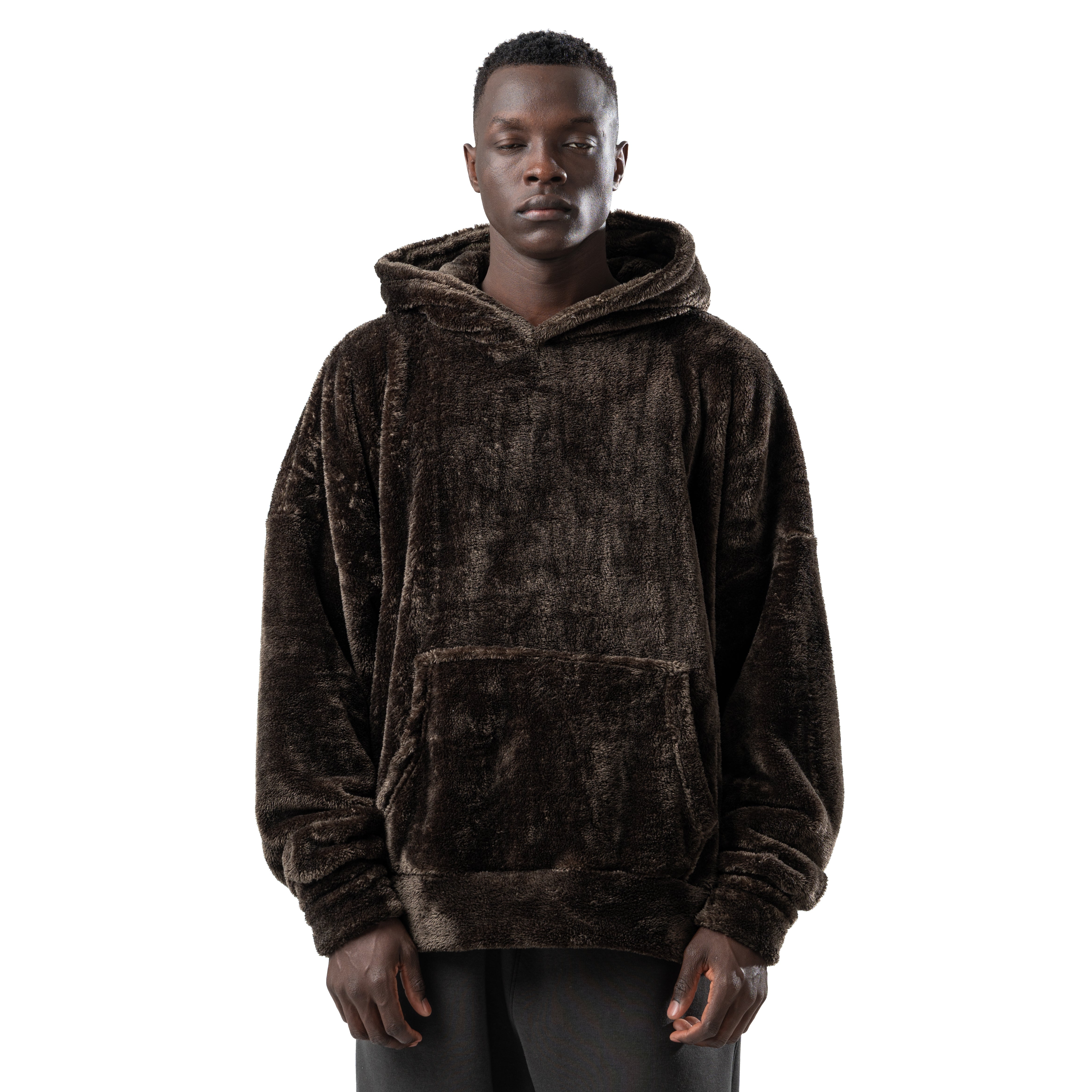 olive green fur hoodie