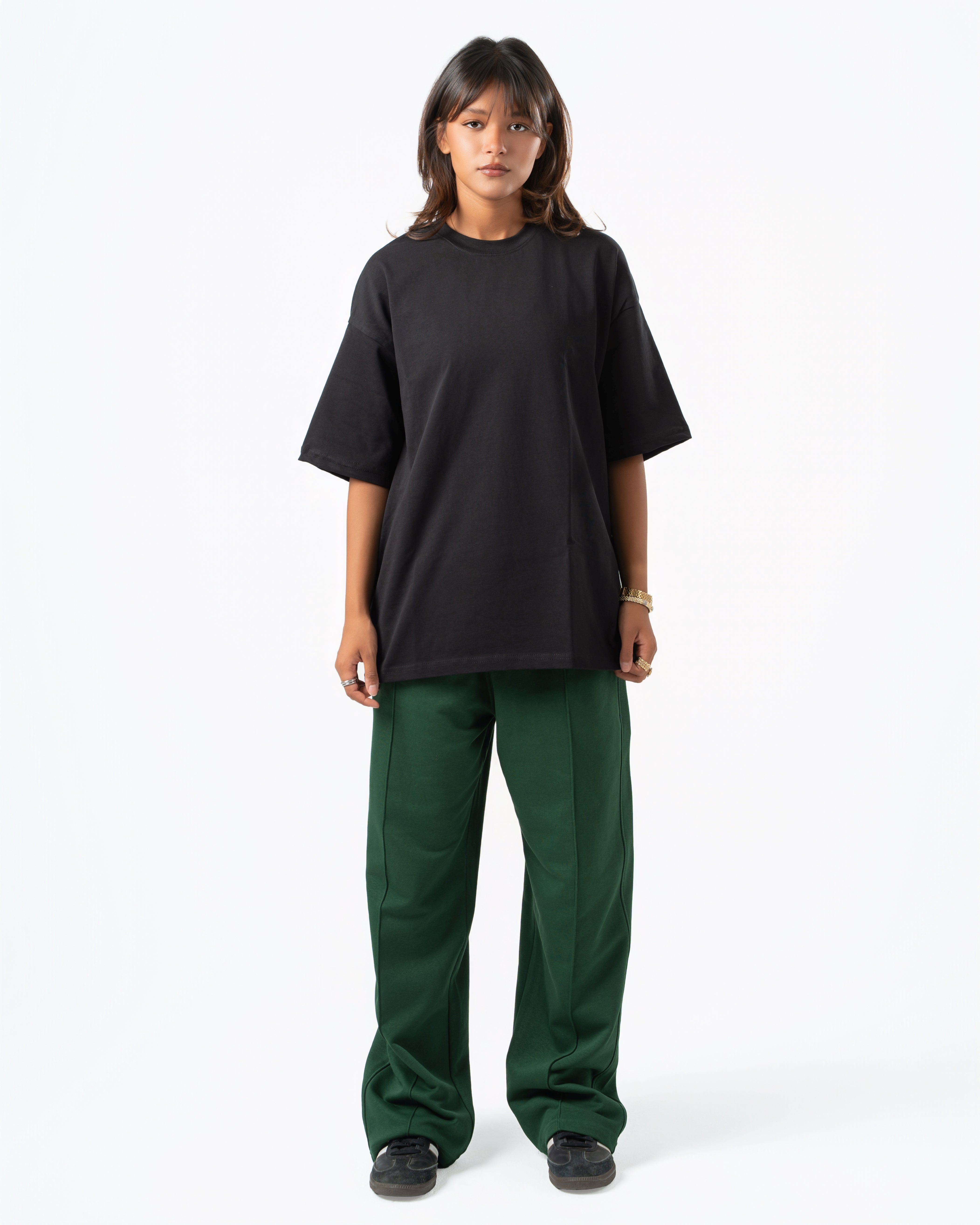 Royal Green Wide-Leg Sweatpants