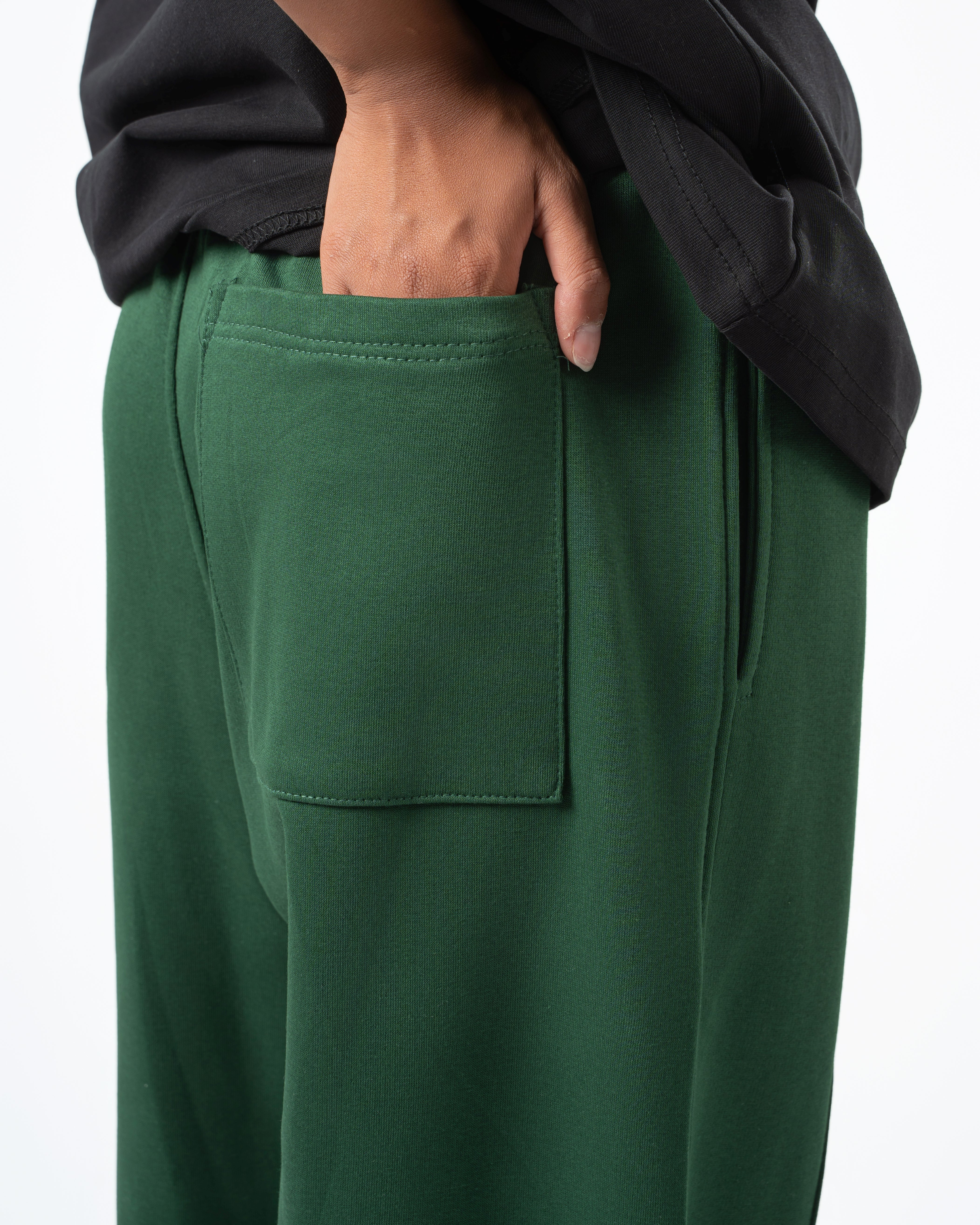Royal Green Wide-Leg Sweatpants