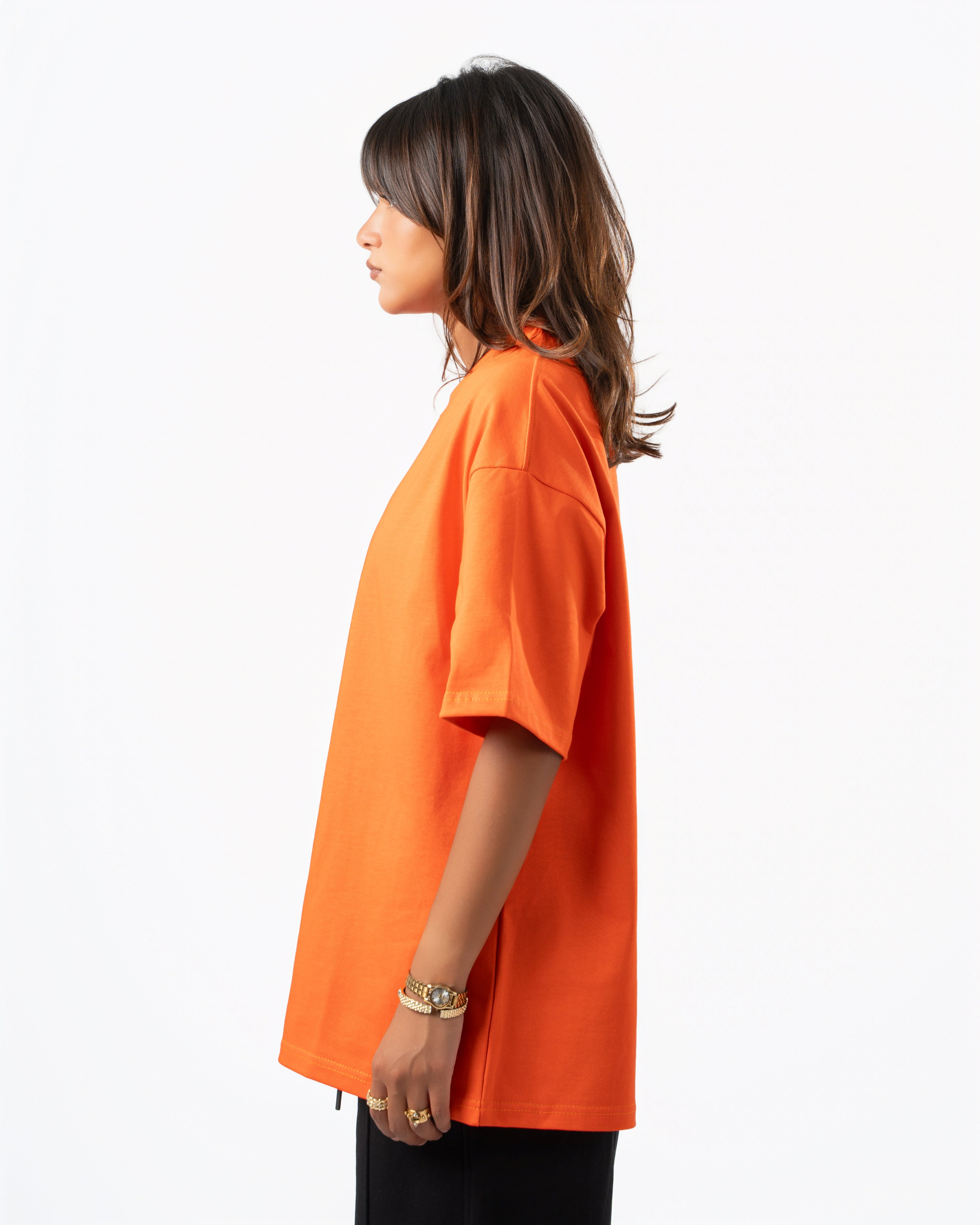 Heavyweight Basic Oversized  Bright Orange T-Shirt