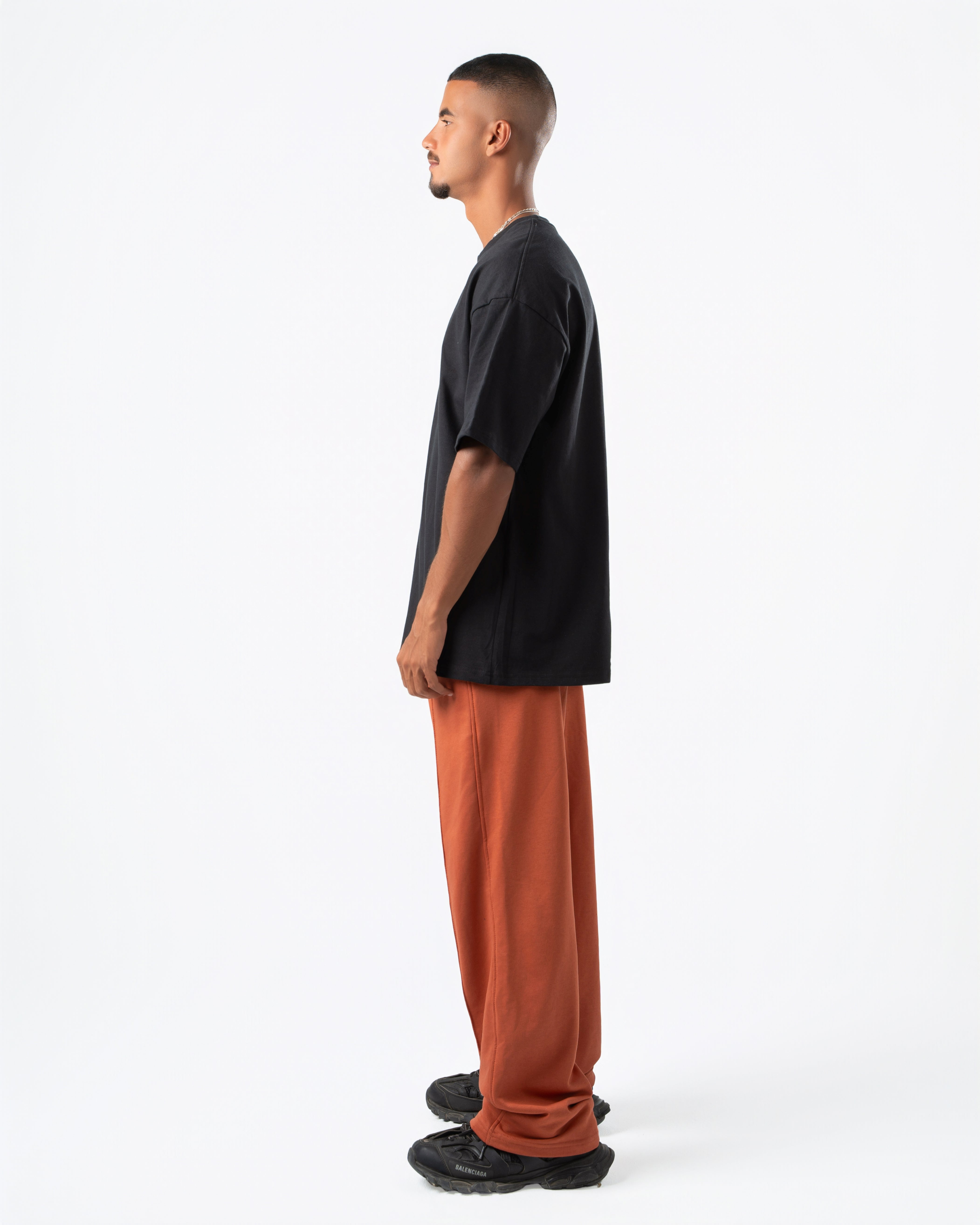 Burnt Orange Wide-Leg Sweatpants